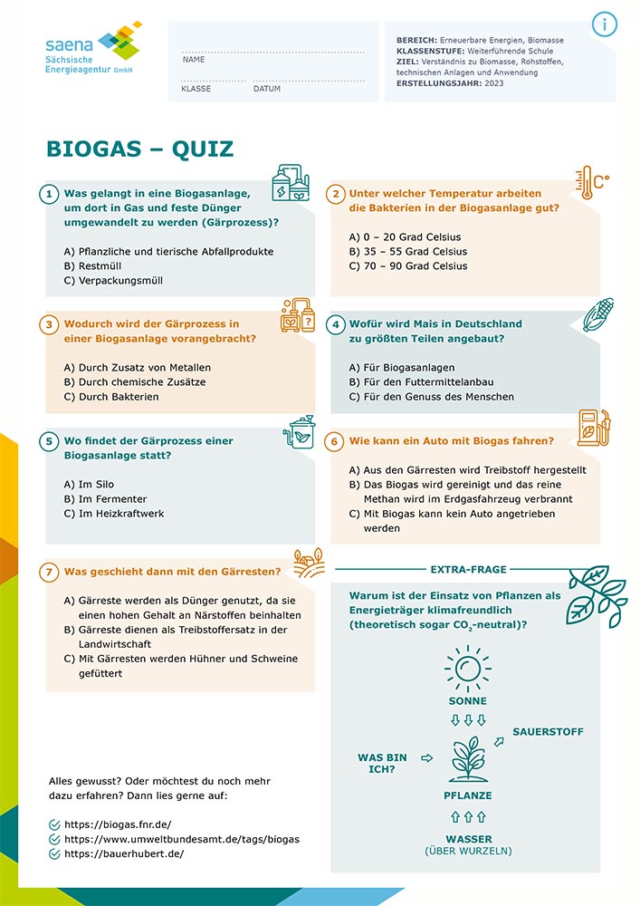 Screenshot Arbeitsblatt Biogasquiz